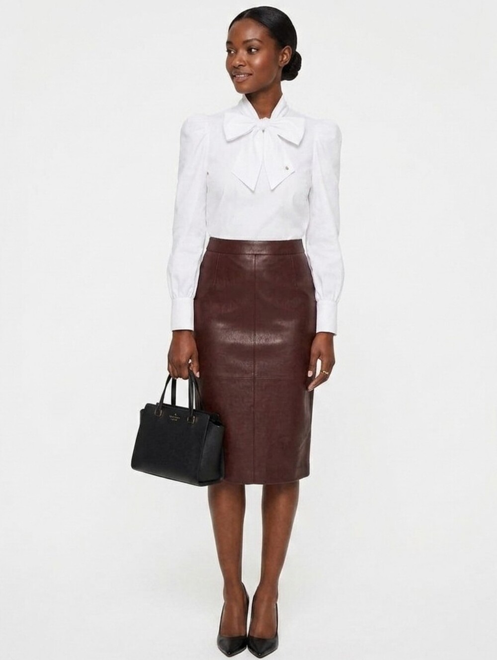 White Frenchy style blouse with puff sleeves M